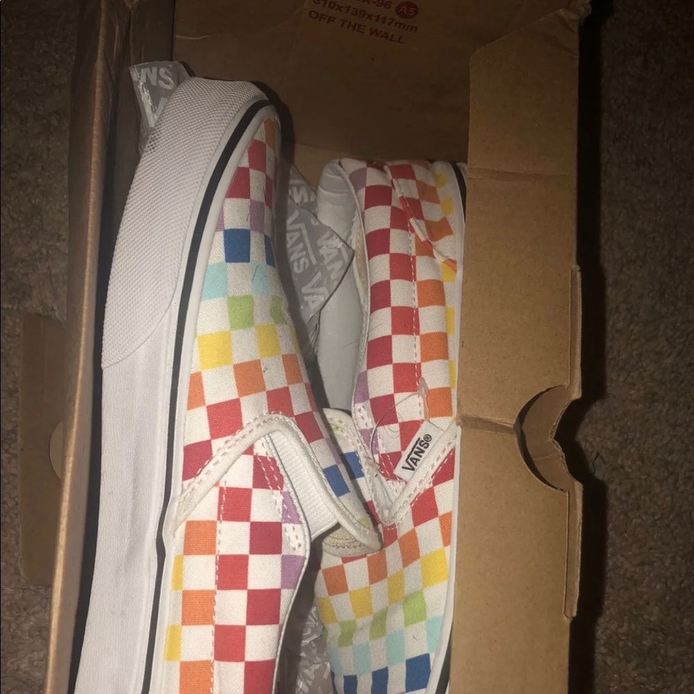 Rainbow vans slip on